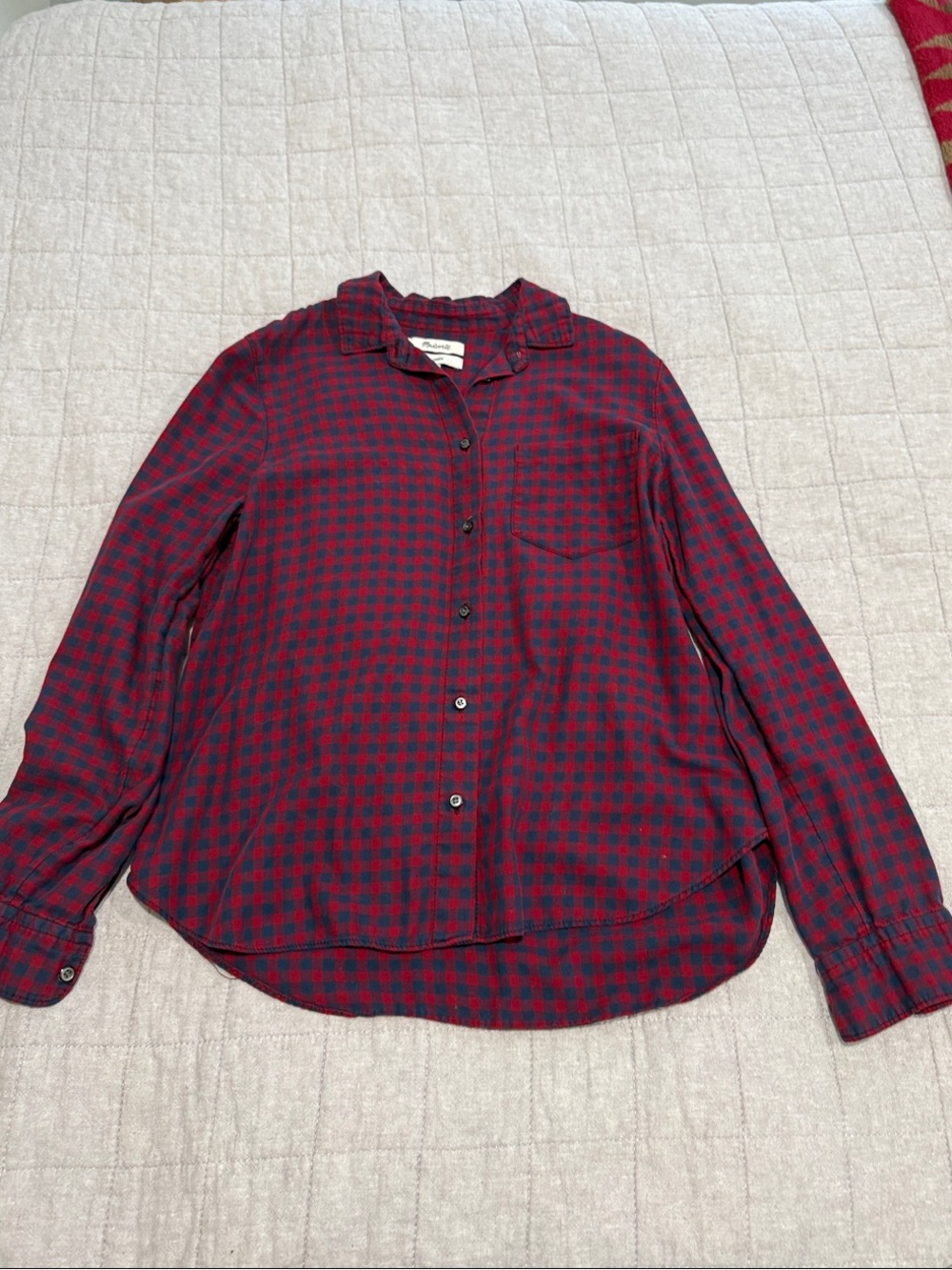 Madewell Red and Navy Gingham Button-Down Shirt